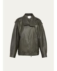 Vince - Oversized Leather Aviator Jacket - Lyst