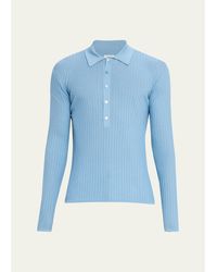 Saint Laurent - Wool, Cashmere And Silk Ribbed Polo Sweater - Lyst
