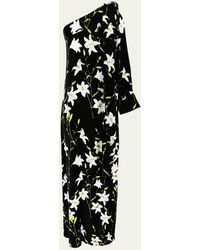 BERNADETTE - Nel Velvet Floral One-shoulder Dress With Bow Shoulder - Lyst