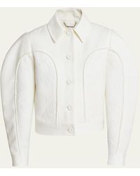 Chloé - Structured Embroidered Heavy Wool Gabardine Jacket - Lyst