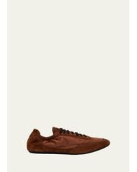 Prada - Collapse Nylon And Suede Low-Top Sneakers - Lyst