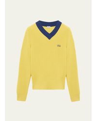 Loewe - Bicolor V-Neck Sweater - Lyst