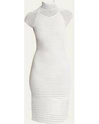 Alaïa - Sheer Ribbed Mini Dress With Back Cutout Detail - Lyst