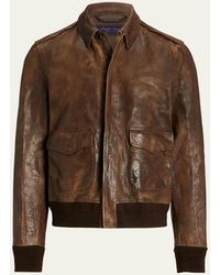 Ralph Lauren - Ridley Leather Bomber Jacket - Lyst