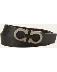 Ferragamo - Moufflon Adjustable & Reversible Double-gancini Buckle Leather Belt - Lyst