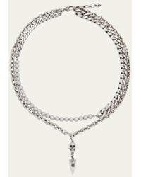 Alexander McQueen - Faux Pearl And Skull Stud Double-chain Necklace - Lyst