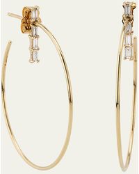 Lana Jewelry - 14k Yellow Gold Baguette Diamond Bar Stud Hoop Earrings - Lyst
