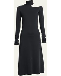 Ferragamo - Turtleneck Cold-shoulder Long-sleeve Midi Sweater Dress - Lyst