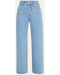 Veronica Beard - Taylor Embroidered Patch-Pocket Straight-Leg Jeans - Lyst