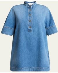 Givenchy - Short-Sleeve Denim A-Line Mini Dress - Lyst