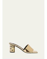 Givenchy - 65Mm Logo Heel Metallic Leather Mule Sandals - Lyst