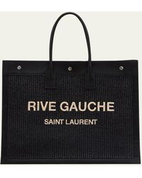 Saint Laurent - Rive Gauche Raffia Canvas Tote Bag - Lyst