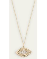 Sydney Evan - 14k Yellow Gold Evil Eye Marquise Border With Stone Inlay Charm Necklace - Lyst