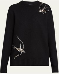 Jil Sander - Cutout Sequined Bird Wool Sweater - Lyst