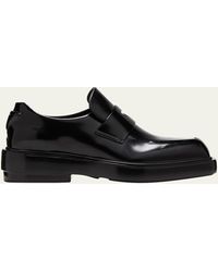 Prada - Leather Square-toe Penny Loafers - Lyst