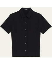Theory - Short-sleeve Fitted Button-front Blouse - Lyst