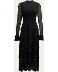 Lela Rose - Piper Knit Maxi Dress With Tiered Ruffle Detail - Lyst