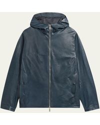 Berluti - Scritto Leather Full-zip Hooded Jacket - Lyst