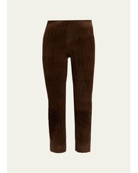 Vince - Suede Split-Hem Cropped Pant - Lyst