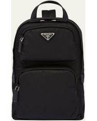 Prada - Nylon Triangle Logo Backpack - Lyst