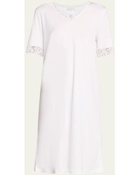 Hanro - Moments Short Sleeve Lace Cotton Nightgown - Lyst