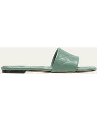 Bottega Veneta - Quilted Leather Flat Slide Sandals - Lyst