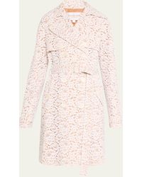 Michael Kors - Corded Floral Lace Belted Trench Coat - Lyst