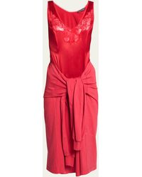 Balenciaga - Hybrid Lace Tie-waist Slip Midi Dress - Lyst