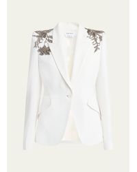 McQueen - Crystal Embellished Shoulder Single-Breasted Blazer - Lyst