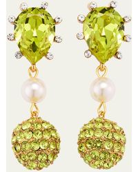 Oscar de la Renta - Cactus Crystal With Pearly Bead And Ball Earrings - Lyst