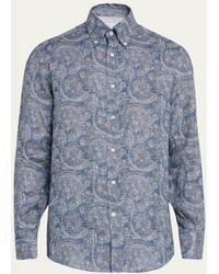 Brunello Cucinelli - Linen Paisley-print Sport Shirt - Lyst