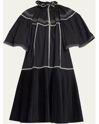 Ulla Johnson - Desi Embroidered Pleated-skirt Mini Dress - Lyst