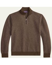 Ralph Lauren - Birdseye Cashmere Half-Zip Mock Neck Sweater - Lyst