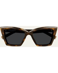 Saint Laurent - Beveled Acetate Cat-eye Sunglasses - Lyst