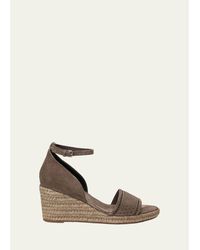 Brunello Cucinelli - Suede Espadrille Wedge Sandals - Lyst