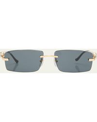 Cartier - Rimless Metal Rectangle Sunglasses - Lyst