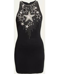Balmain - Star Crystal Body-con Mini Dress - Lyst