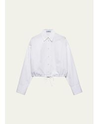 Prada - Drawstring Poplin Shirt - Lyst