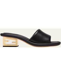 Fendi - Cutout Metal Block-Heel Padded Leather Sandals - Lyst