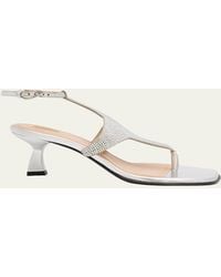 NODALETO - Dona Nova Embellished Metallic Leather Kitten-Heel Sandals - Lyst