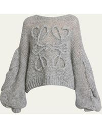 Loewe - Anagram Cable-knit Sleeve Sweater - Lyst