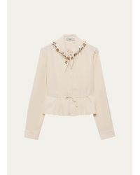 Prada - Pleated Silk Handkerchief Scarf Button-Down Shirt - Lyst