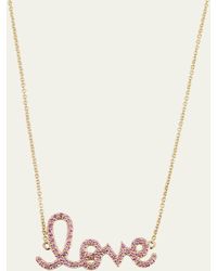 Sydney Evan - 14k Gold Medium Love Script Pink Sapphire Necklace - Lyst