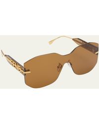 Fendi - Rectangular Metal Shield Sunglasses - Lyst