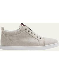 Christian Louboutin - F. A. V. Fique A Vontade Linen Slip-on Sneakers - Lyst