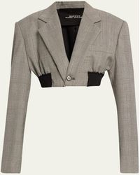 Marc Jacobs - Prince Of Wales Wool Cropped Blazer Jacket - Lyst