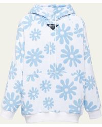 Prada - Jacquard Cotton Terrycloth Hooded Sweatshirt - Lyst