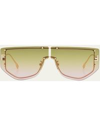 Fendi - Embellished F Metal Shield Sunglasses - Lyst