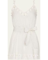 Milly Cabana - Beaded Cotton Romper - Lyst