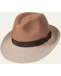 Inverni - Straw Bicolor Panama Hat - Lyst